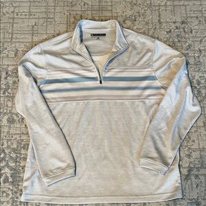Gray Quarter-Zip Pullover with Stripes Mens XL